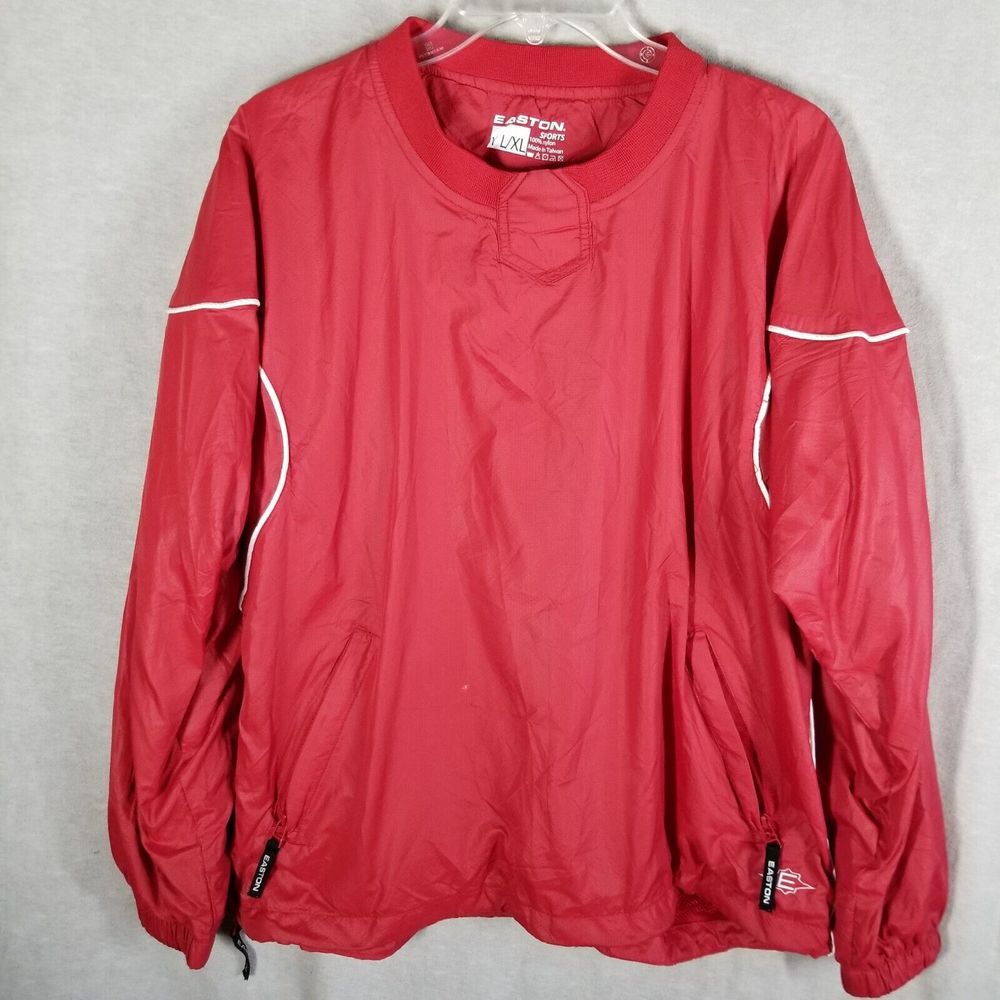EASTON‎ Sports Red Nylon Pullover Windbreaker Youth L/XL Pockets Vented Pullover